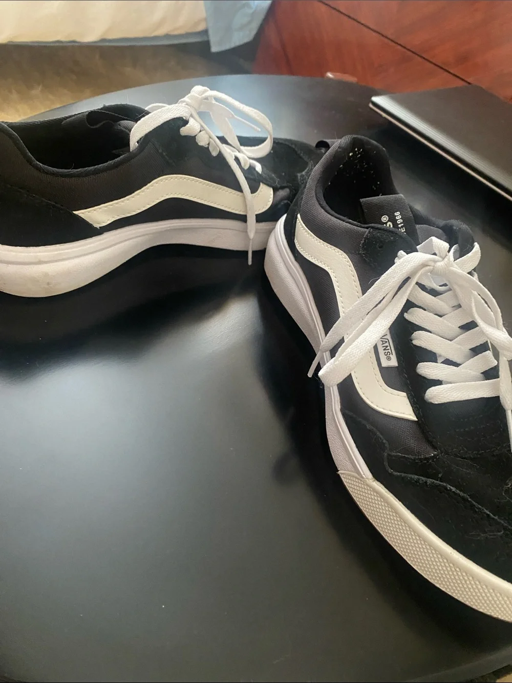 Vans Black and White Low-Top Skate Sneakers